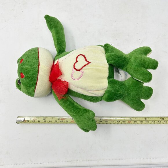 American Kids Plush 9” Green Frog w/ Red Hearts 2011 Stuffed Animal Stuffie - Picture 3 of 5
